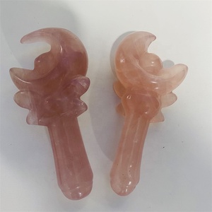 Varitas Mágicas Artesanales Talladas a Mano con Cristal de Cuarzo Rosa y <span class=keywords><strong>Luna</strong></span>, Venta al Por Mayor - Product Image 6