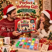 24 Pièces Calendrier de l'Avent de Noël, Ensemble de Jouets Squishy Mignons et Doux à Presser en Forme de Dumpling, Boîte Mystère Surprise de Fêtes