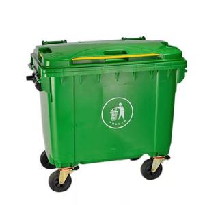 Green 660L Plastic Waste <b>Bin</b> With <b>Wheels</b> Outdoor Use HDPE Rectangular - Product Image 3