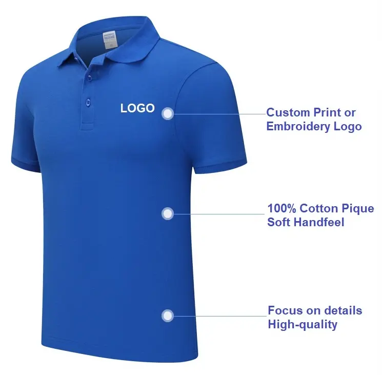 Evertop OEM Camisas Polo Custom Embroidery Logo Plain Golf Polo Blank T Shirt Tshirts 100% Cotton Men's Polo Shirt For Men