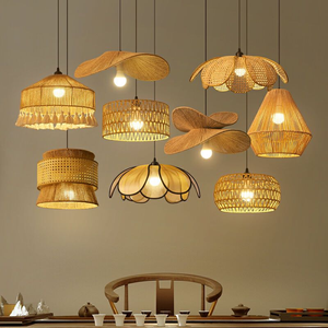 Lustre <span class=keywords><strong>en</strong></span> bambou et rotin, Artisanat <span class=keywords><strong>en</strong></span> bambou, pour Salle de thé, Restaurant de fondue, Restaurant chinois, Chambre à coucher, Hébergement local, Éclairage - Product Image 1