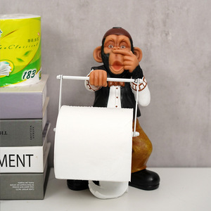 Porte-mouchoirs créatif en forme de singe, design de dessin animé, figurine décorative autoportante pour la maison - Product Image 4