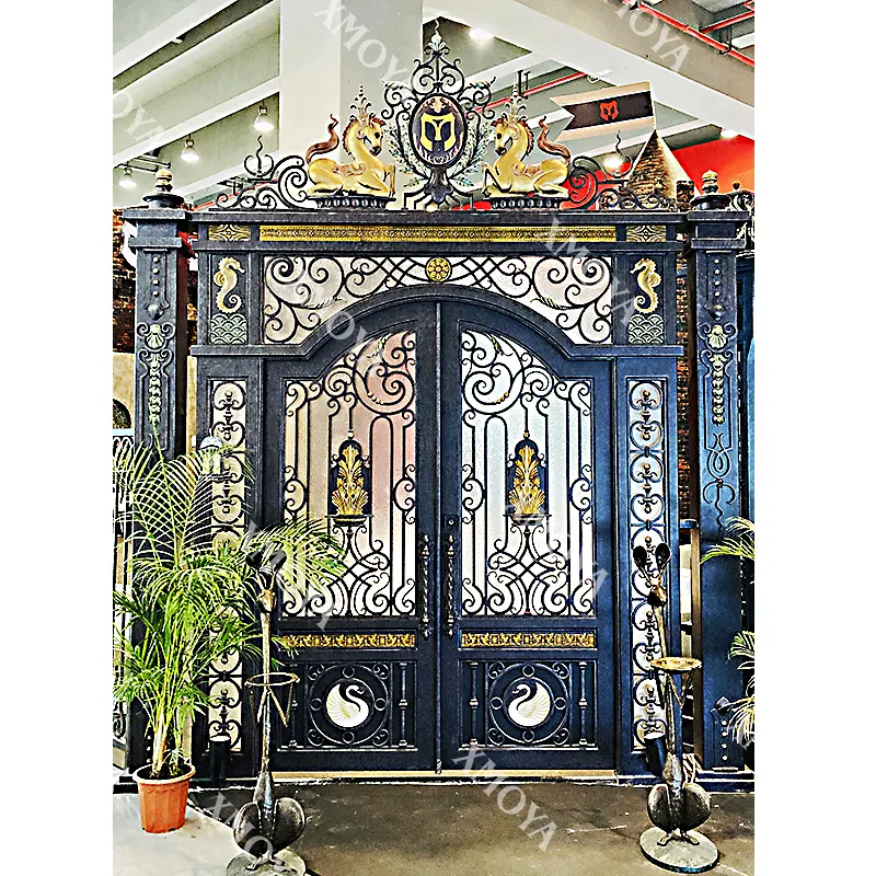 Puerta de Hierro forjado moderna de alta calidad, diseño de puerta de entrada principal de Villa privada, patio, estilo americano