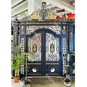 High Quality Modern Wrought Iron Gate Design Private Villa Front Main Entrance Courtyard Door American Styles Iron Gates Design