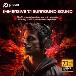 Casque de jeu sans fil Picun G2 Virtual 7.1 avec éclairage RGB, faible latence, 2,4 GHz, réduction active du bruit, <span class=keywords><strong>IPX6</strong></span>, dynamique - Product Image 4