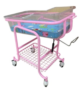 China <strong>Hospital</strong> Clinical Medical Mobile Baby Cot Cribs <strong>Bed</strong> with <strong>Plastic</strong> <strong>Tray</strong>