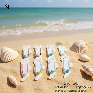 Tobillera de cuentas de concha de cerámica coloridas, 2 por color, joyería de moda para mujer - Product Image 3