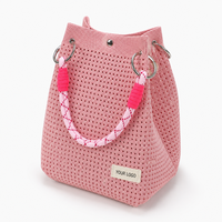 Bolso Tote Mini de Malla Tejida Hecho a Mano, Colorido, de Verano, para Playa, Boutique, Moda, Pequeño, para Mujer, Venta al por Mayor, Bolsos con Etiqueta Tejida Personalizada