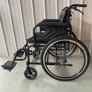 Fauteuil roulant manuel 24 pouces élargi JL03GC noir pour personnes âgées et handicapées, aide à la mobilité - Product Image 1