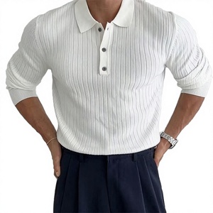 Pull personnalisé à revers uni, coupe ajustée, pour homme, style business décontracté, tricoté, hiver, manches longues, en laine grossière et polyester - Product Image 3