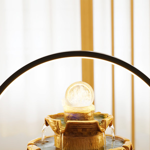 Fuente de Agua Interior Minimalista de Resina Redonda para Escritorio, Decoración Artesanal para Oficina, Decoración para Sala de Estar - Product Image 2