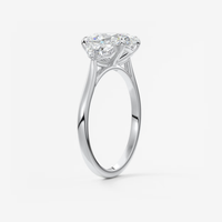 2CT Oval Kesim Üç Taşlı Armut Yan Taşlı Özel Laboratuvar Üretimi Elmas Nişan Yüzüğü 10K/14K/18K Som Altın IGI Sertifikalı CVD/HPHT