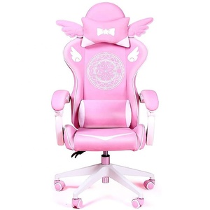 Chaise de jeu rose Sakura d'Italie, chaise d'ordinateur pour fille, étoile à six branches, aile mignonne et <span class=keywords><strong>douce</strong></span>, chaise longue, coussin en forme de cœur, e-sport - Product Image 1