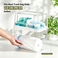 Organisateur de capsules de lessive 2-en-1 et distributeur de sacs poubelles, boîte de rangement transparente empilable avec couvercle rabattable pour l'organisation de la buanderie