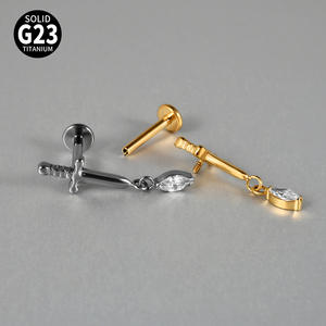 G23 टाइटेनियम तलवार पेंडेंट क्रॉस-बॉर्डर ज़िरकॉन बच्चों के लिए फैशनेबल टेपर्ड कान की हड्डी नाखून 6 मिमी - Product Image 5