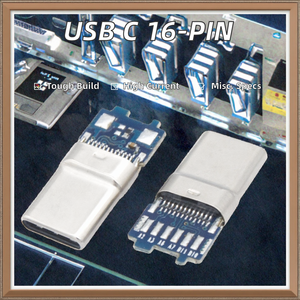 16 Pin USB <b>Type</b> <b>C</b> Converter <b>Adapter</b> Connector 3A 16+1 USB 20V CQ-TCMLS1056K10NF Non-Shielded LCP Material - Product Image 2