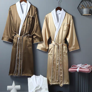 Peignoir de luxe en gros pour hôtel, homme et femme, double couche, en <span class=keywords><strong>satin</strong></span> de soie avec doublure polaire extérieure, idéal pour la maison, l'hôtel et les centres de villégiature - Product Image 3