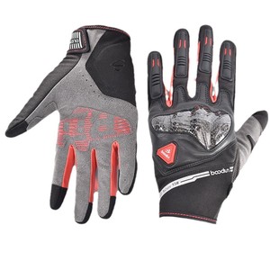 Gants de moto Boodun, gants de course unisexes pour adultes, à doigts entiers, noirs et rouges, avec protection de la paume, respirants - Product Image 1