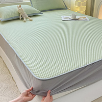 Parure de Lit 3 Pièces Couleur Unie Simple Moderne, Drap de Lit Effet Relief 3D Pois Glace, Housse de Lit Antidérapante et Très Élastique, Sensation Fraîche