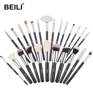 BEILI profesional 25pcs borde peine cepillo doble pestaña ventilador forma cepillo mezcla personalizado maquillaje cepillo kit venta al por mayor