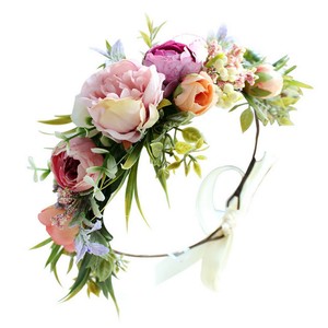 <span class=keywords><strong>Couronne</strong></span> de fleurs pour demoiselle d'honneur, accessoires de coiffure pour fête, guirlande florale multicolore, bandeaux - Product Image 6