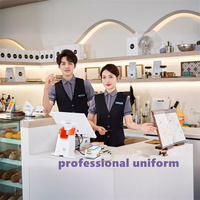 Vente en gros de logo de bar traiteur hôtel restaurant café vêtements de travail personnalisés uniforme de personnel de travail solide serveur serveuse gilet gilet