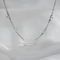 Collar con Colgante de Acero Inoxidable con Nombre Personalizado DIY, Certificado CE, con Forma de Corazón Hueco, para Regalo del Día de San Valentín