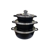 Ensemble de 6 ustensiles de cuisine en aluminium moulé sous pression antiadhésifs avec revêtement en pierre Maifan, marmite à soupe, ustensiles de cuisine pour cuisinière à gaz et à induction