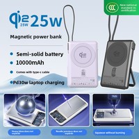 Pengisian Daya Nirkabel Magnetik Ultra-tipis Paduan Logam Semi-padat Baterai 10000mAh Ringan Pengisian Cepat Dua Arah Power Bank