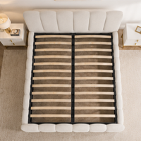 Cadre de lit rembourré moderne en tissu bouclé, lit plateforme à bulles, taille King ou Queen, meubles de chambre à coucher