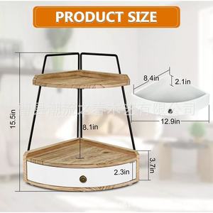 Cross-border wooden countertop iron and wood combination storage <b>rack</b> bathroom desktop storage <b>rack</b> toiletries storage shelf - Product Image 4