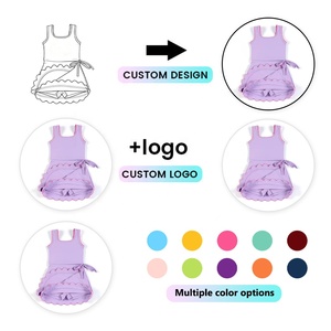 Vestido Deportivo Azul Polvo para Niñas DH ODM con Diseño Cruzado, Ribete de Picot Rosa y Lazo Lateral, Estilo Balletcore para Danza y Estudio - Product Image 4