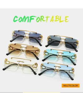 Occhiali da Sole Unisex Retrò 2024, Protezione UV400, Montatura Vintage Senza Bordi, Motivo Leopardato Oro Rosa, Vendita Calda con Logo - Product Image 4