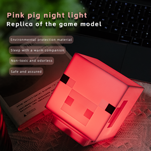 Los bloques de píxeles Pink Piggy Nightlight pueden hacer sonidos para enviar a los niños amigos regalos de cumpleaños adornos de animales recargables - Product Image 3
