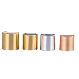 24mm 28mm metal anodized press top disc cap shiny matte golden and silver color for cosmetics packaging