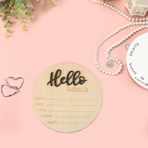 Letrero de anuncio de bebé de madera Hello World Newborn Welcome Brand utilizado para accesorios de fotos Nursery (negro) - Product Image 6
