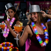Kalung Bunga LED Hawaii Warna-warni Grosir, Aksesoris Pesta Menyala untuk Acara Pesta Luau, Pantai, dan Karnaval