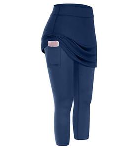 Pantaloni Leggings Yoga da donna a vita alta 2 pezzi Plus Size con tasche in tinta unita Spandex/Nylon con chiusura elastica in vita - Product Image 4