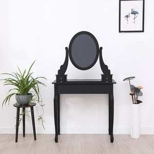 Simple Solid Wood <b>Dressing</b> <b>Table</b> <b>With</b> Mirror Mini Makeup Vanity <b>Storage</b> Drawers For Small Apartments Adult Use Grey - Product Image 4