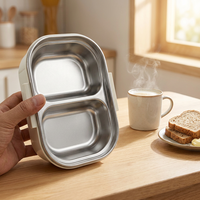 Boîte à lunch bento rectangulaire en acier inoxydable 304 pour enfants, hermétique, portable, pour conserver les aliments frais