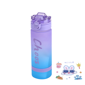 Bouteille d'eau pour enfants avec paille et autocollants de dessin animé Couleurs dégradées Type de paille Bouteille d'eau pour enfants Bouteille de boisson en gros 620ml - Product Image 3