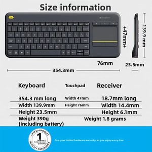 Gốc Logitech K400 Cộng Với Không Dây Bàn Phím Cảm Ứng Với Được Xây Dựng Trong Mti-Cảm Ứng <span class=keywords><strong>Touchpad</strong></span> Màng Phong Cách Cho Máy Tính Để Bàn Sử Dụng - Product Image 4