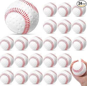 24 ballons de baseball en cuir alvéolé pour l'entraînement à la machine à lancer, couture rouge, coordination œil-main - Product Image 1