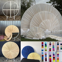 Décorations de mariage : Rideaux en tissu en forme d'éventail, toile de fond de scène de fête, support de toile de fond de mariage, rideau de fond semi-circulaire