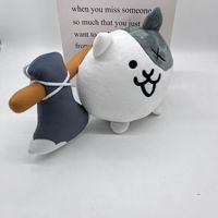HY7 doux dessin animé rond bataille chat jouet avec peluche marron poignée hache accessoire cadeaux d'anniversaire gris chat peluche Animal