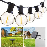 Guirlande lumineuse LED pour jardin extérieur Globe G40 Ampoule de fée solaire IP65 classé blanc chaud coloré Festoon Noël Mariage Éclairage