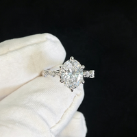 Bague de fiançailles en platine PT950 certifiée IGI 2 carats avec diamant taille ovale et pierres latérales marquise, bague de promesse de mariage solitaire pour femme