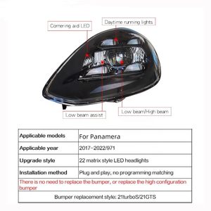 ไฟหน้า AURON Quad-Beam LED Chip CSP รุ่น H1 12V 36W 6000K 6000 ลูเมน ใหม่ สำหรับ Panamera 2017-2022 971 ชุดดัดแปลง/อัพเกรด - Product Image 3