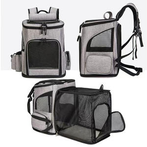 حقيبة القط والكلب الجديدة حقائب الحيوانات الأليفة سعة كبيرة محمولة قابلة للطي حقيبة ظهر شبكية قابلة للتوسيع تنفس شعار التخصيص بالجملة - Product Image 4