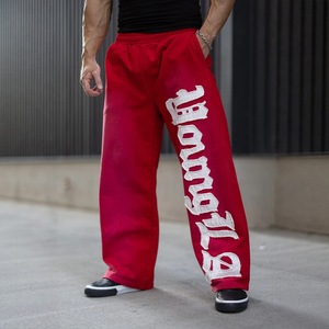 Pantalones Deportivos Negros de Algodón para Hombre con Estampado de Letras Blancas, Cintura Elástica, Pantalones Casuales - Product Image 2